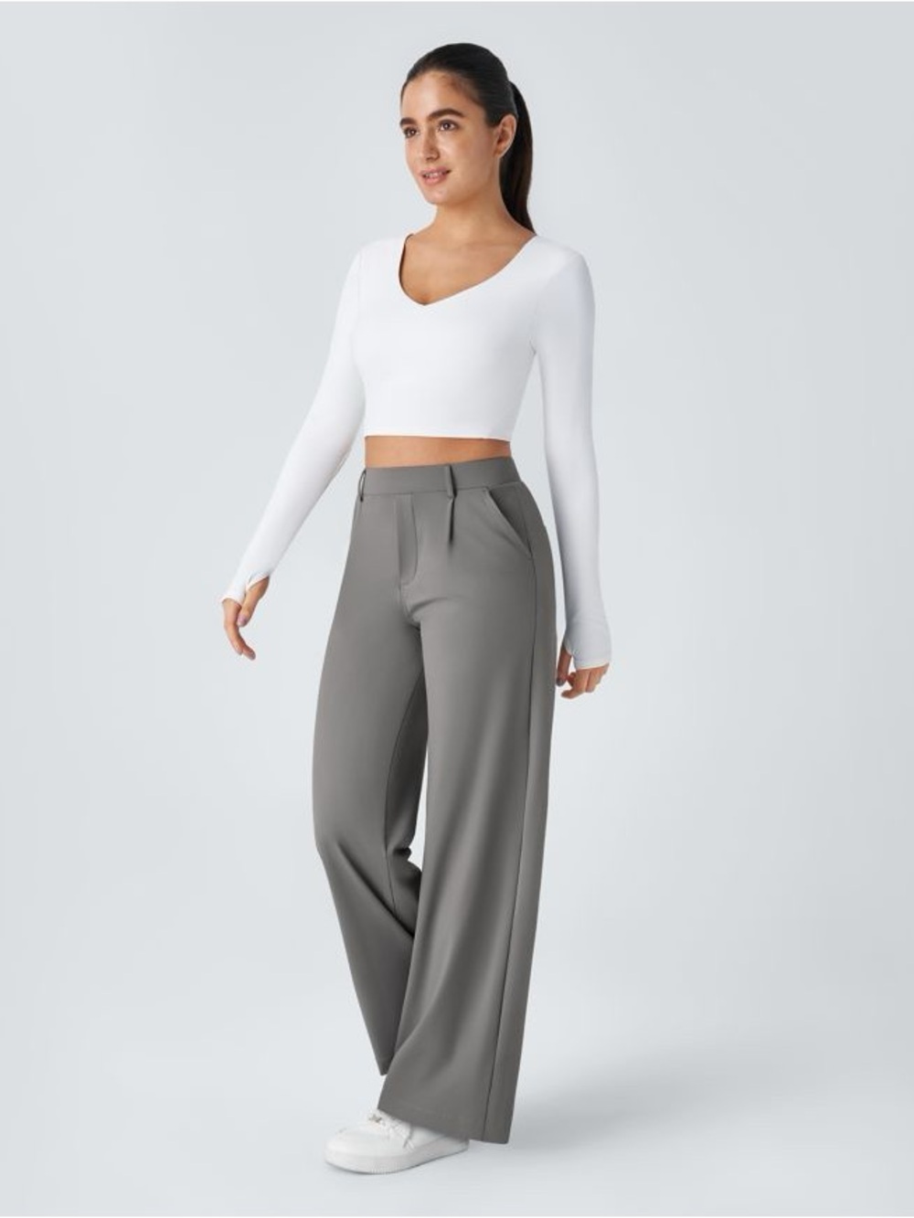 Halara Flex High Waisted Plicated Side Pocket Straight Leg Work Pants Sz L
